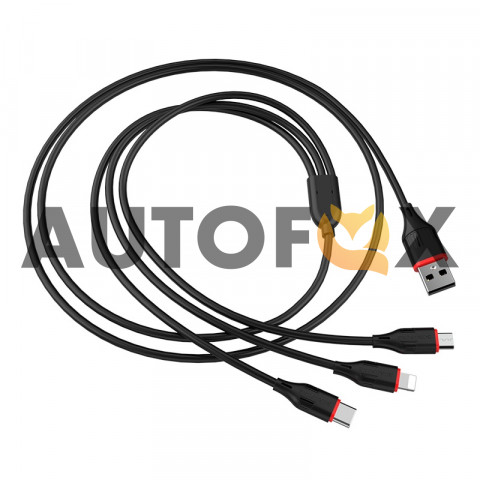 Кабель Borofone BX17  3в1 Micro+Lightning+Type-C