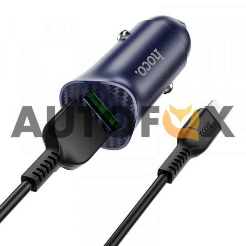 АЗУ Hoco Z39 Farsighted dualport QC3.0 Car charger set(Lightning) (black)