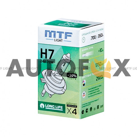 MTF Light Long Life H7 55w 12V +30% HS1207 Картон Лампа галоген (1шт) 