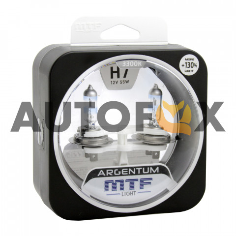 MTF Light ARGENTUM H7 55w 3300K 12V +130% (1шт) H3A1207 Лампа галоген  (2шт)